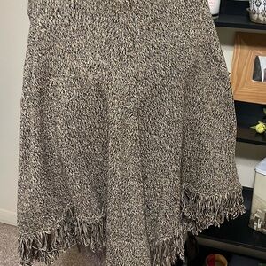 JEANNE PIERRE Black and Gray Cape with Fringe Festival Poncho Bohemian